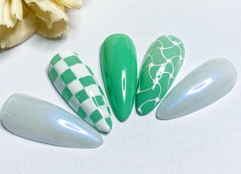 棋盤美甲，南寧美甲學習作品欣賞