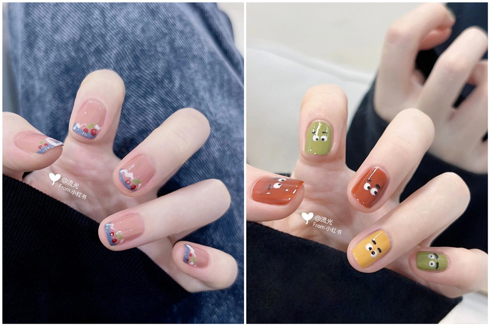 夏日涂鴉風(fēng)美甲分享，廣西網(wǎng)紅美甲培訓(xùn)推薦