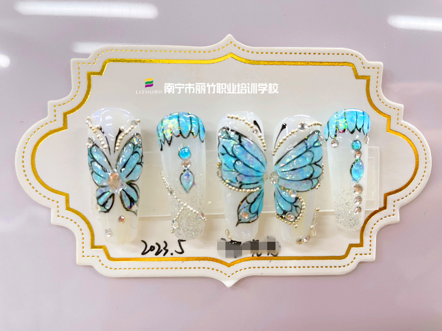 奢華蝴蝶美甲，廣西美甲造型培訓