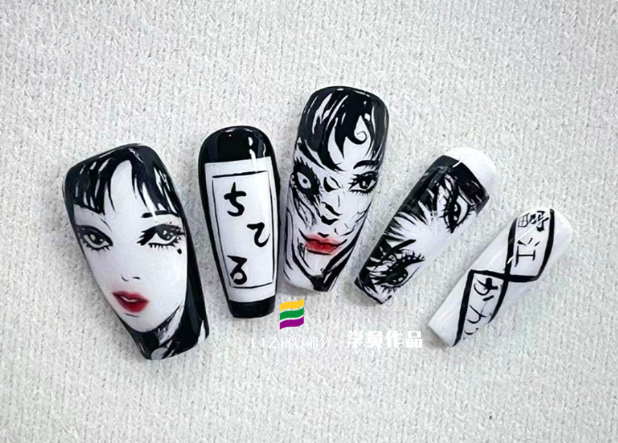 動(dòng)漫《富江》美甲，廣西美甲實(shí)訓(xùn)作品