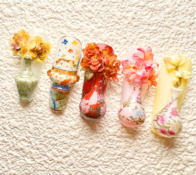 國風(fēng)瓷器美甲，南寧美甲款式造型作品