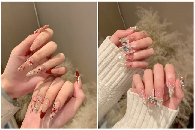 貼鉆長美甲，南寧美甲造型師學(xué)校收集整理