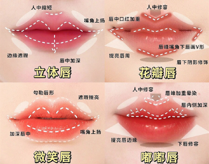 不同唇妝畫法教程，南寧化妝教學(xué)機(jī)構(gòu)分享