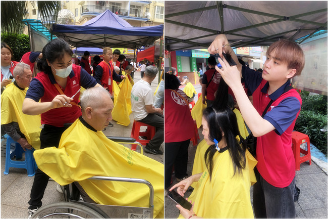 廣西理發(fā)師職業(yè)學(xué)校來到澳華小區(qū)免費(fèi)理發(fā)