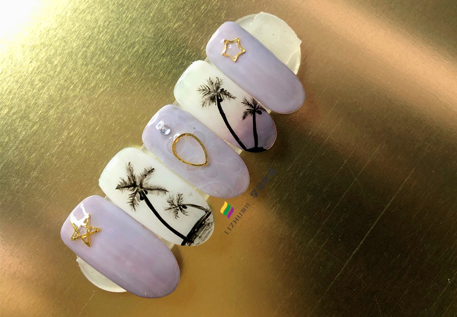 夏日椰樹美甲，零經驗在廣西學美甲學員作品