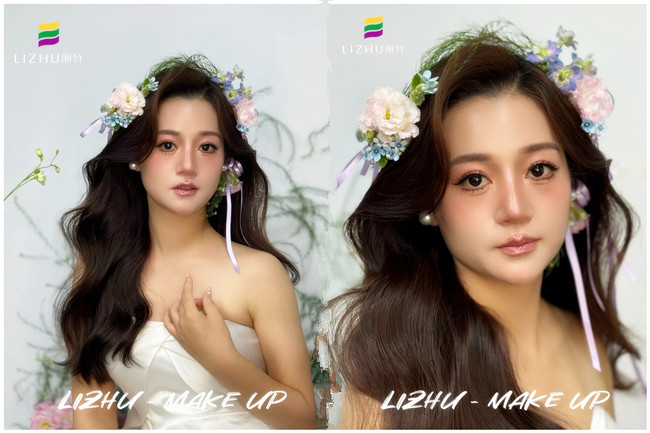 韓系鮮花新娘，廣西新娘化妝學(xué)校課堂作品