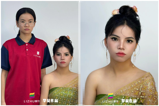 傣族少女寫真，學專業(yè)彩妝在南寧學員作品