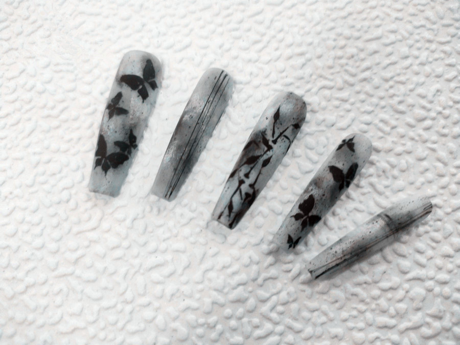 水墨彩繪美甲，南寧美甲進修提升作品手法演示