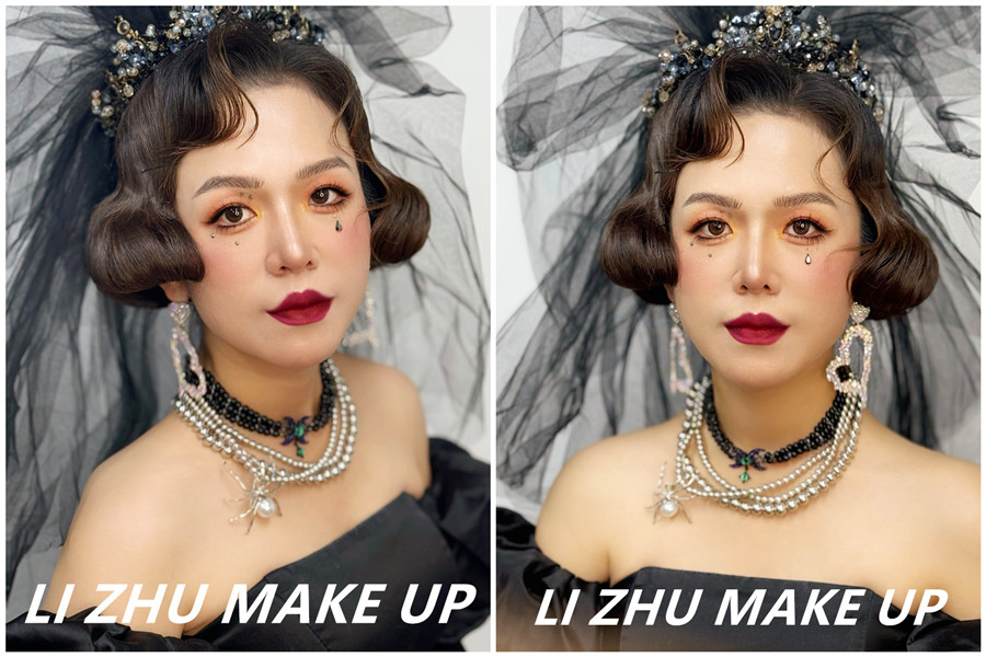 暗系朵拉造型，南寧培訓(xùn)化妝高彩作品