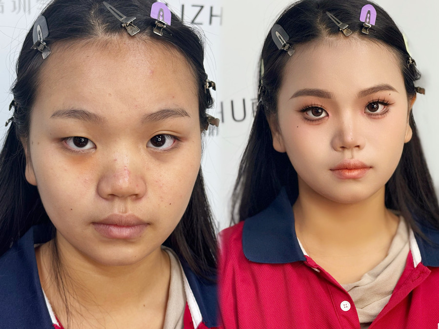 眼皮微調(diào)法的操作步驟，南寧化妝培訓(xùn)真人實操