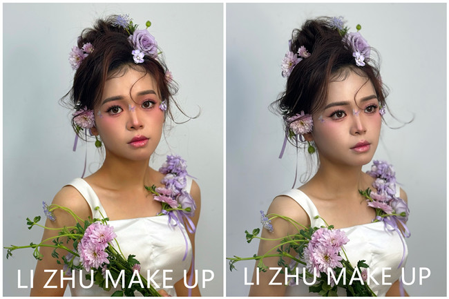 鮮花抽絲造型，南寧化妝高彩造型學校作品欣賞