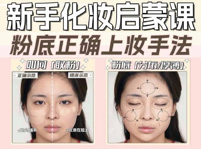 粉底液上妝的手法，南寧化妝新手教程