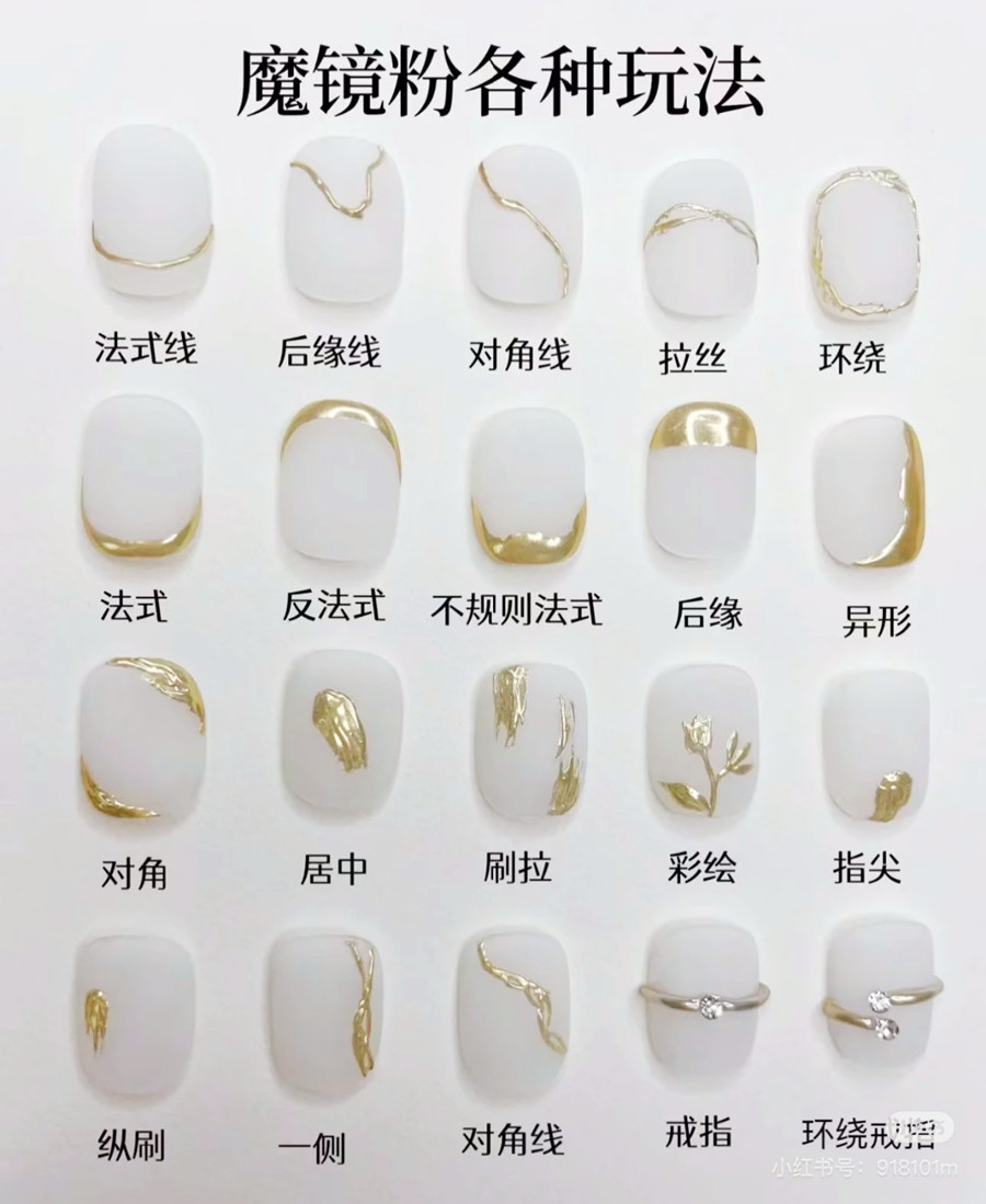 繪制不同魔鏡粉美甲的教程，廣西美甲師教學(xué)