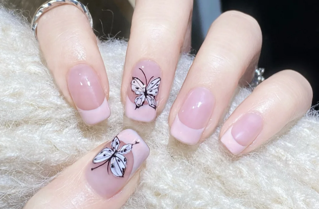 法式蝴蝶美甲，南寧美甲進修學校分享教程