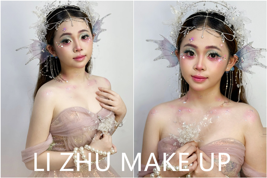 人魚妝造手法示范，南寧美妝專業(yè)學(xué)校課堂