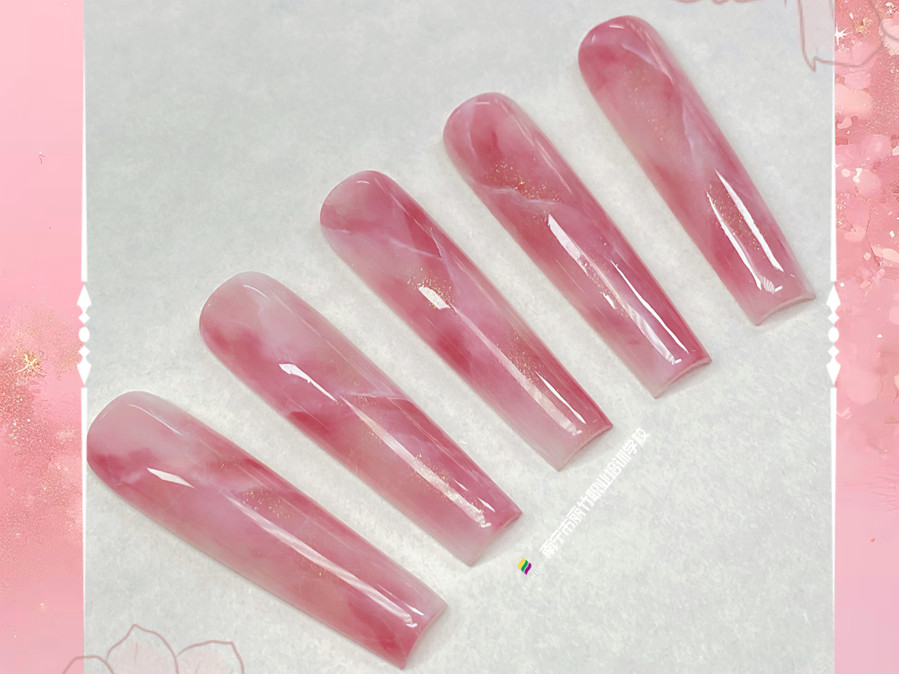 大理石暈染美甲，南寧教美甲