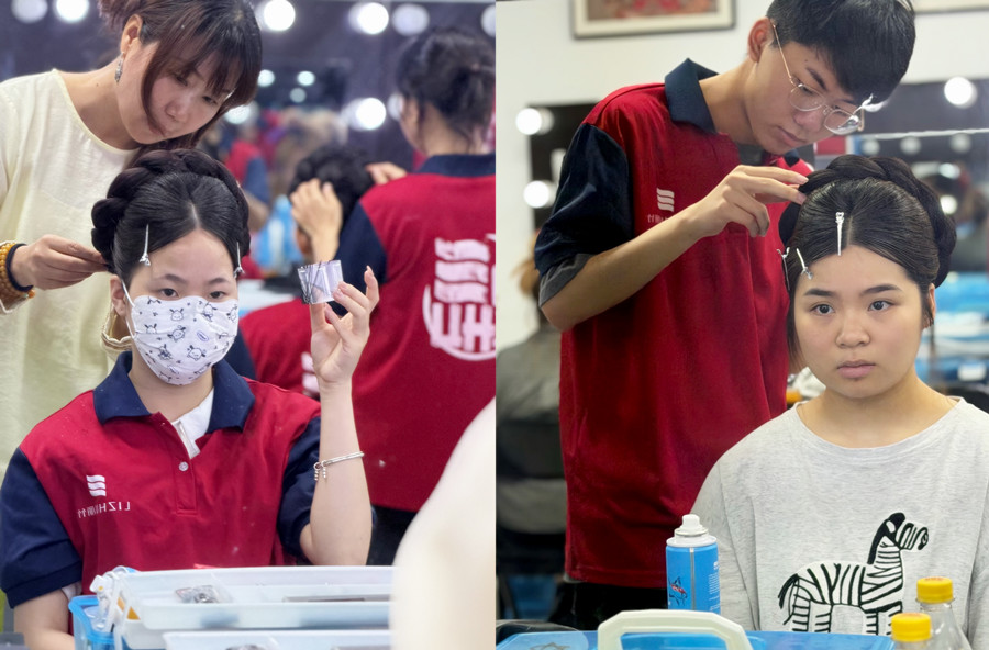 化妝造型盤發(fā)練習，南寧化妝發(fā)型培訓